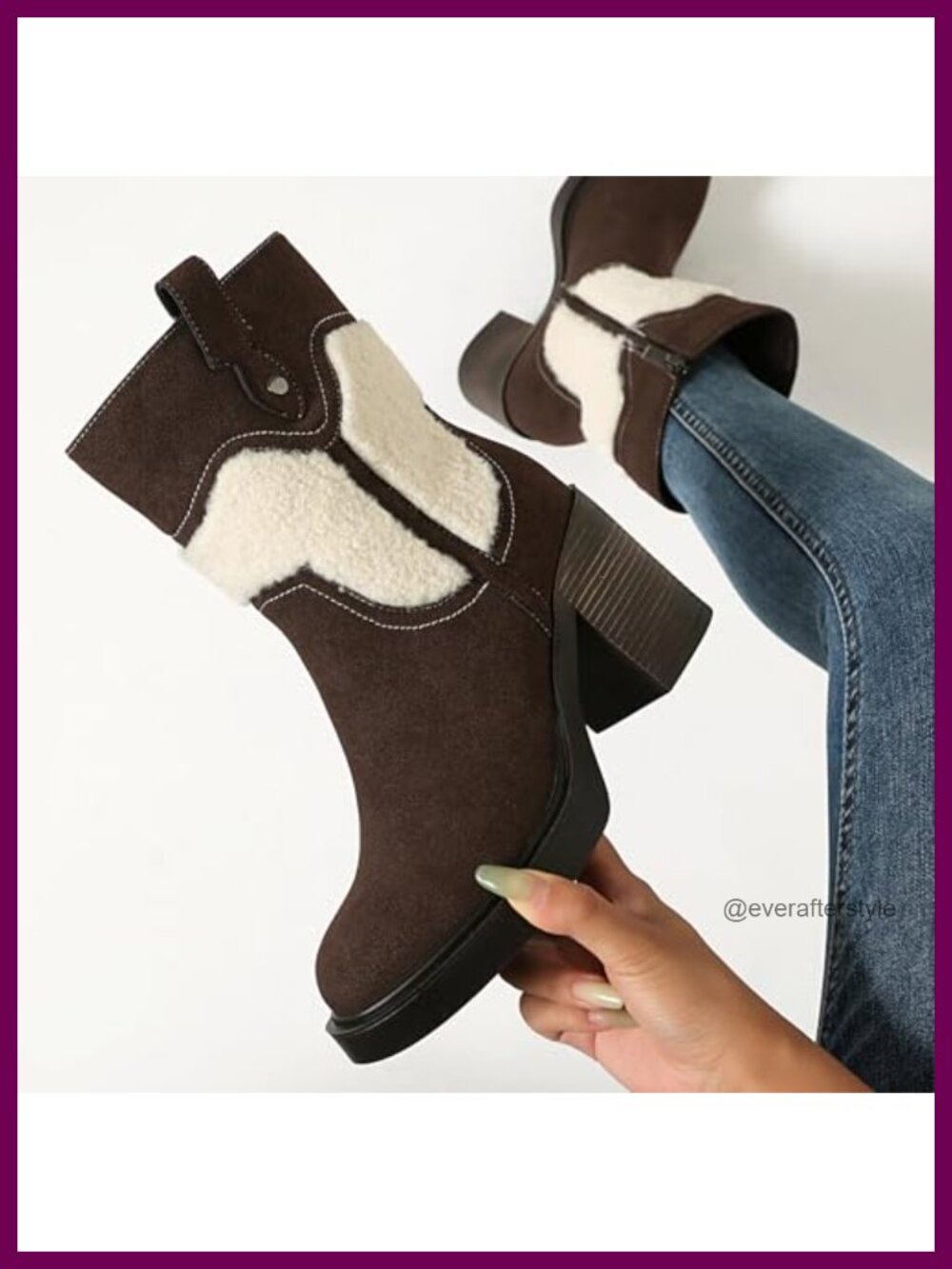 Platform Boots Suede Winter Ankle Booties Round Toe Zip Comfort Heel - Picture 5 of 6